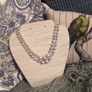 Vintage faux pearl double strand necklace 15”